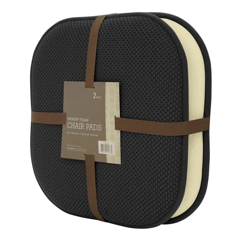 2-Pack Black Memory Foam Chair Pads