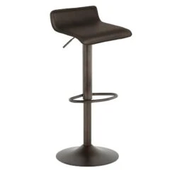 Ale Adjustable Faux Leather Barstool, Bronze