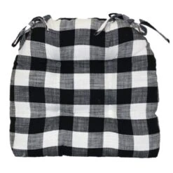 Black Cotton Buffalo Check Chair Pad