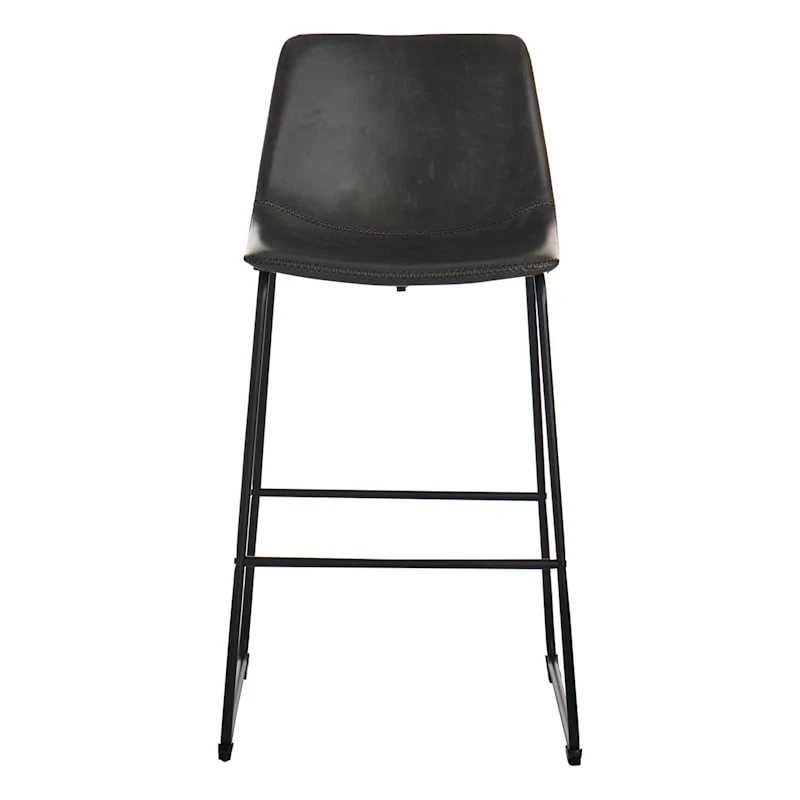 Crosby St Drake Modern Faux Leather Industrial Barstool, Dark Grey - Image 2