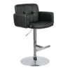 Crosby St Stout Adjustable Faux Leather Barstool, Black