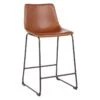 Drake Cognac Modern Industrial Faux Leather Barstool, 30"
