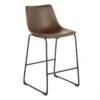 Drake Espresso Faux Leather Modern Industrial Barstool, 30"
