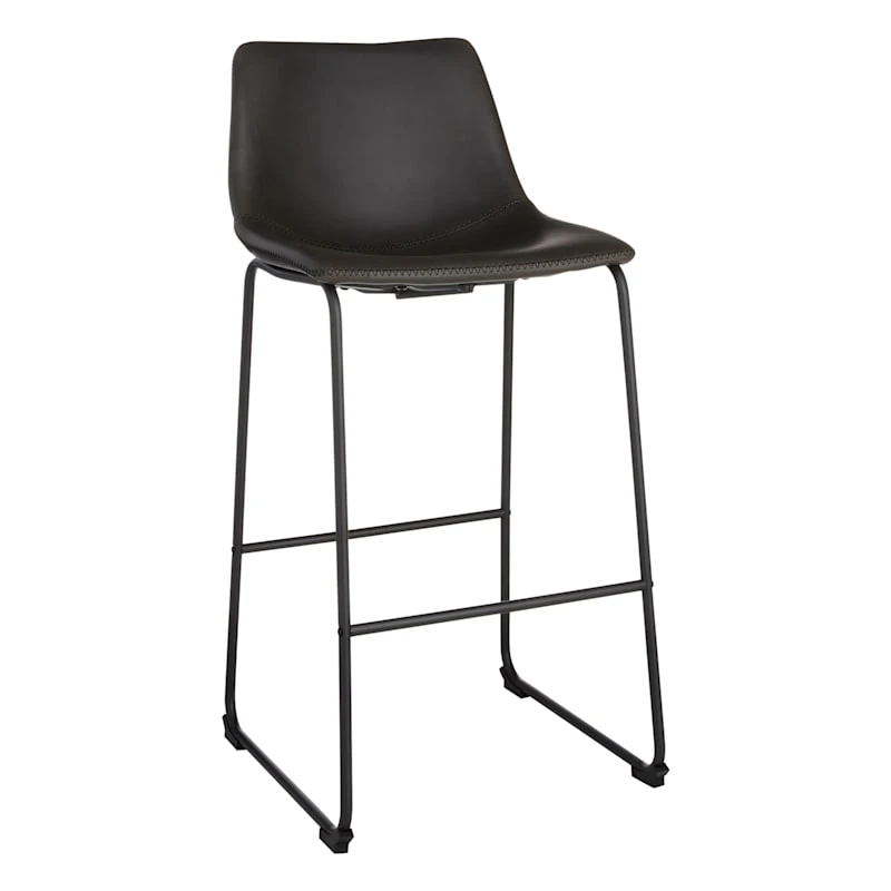 Drake Grey Faux Leather Modern Industrial Barstool, 30"