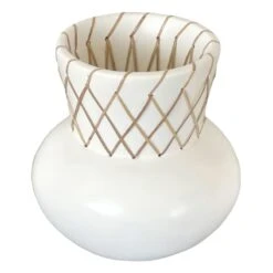 Found & Fable Gashia White Terracotta Vase With Rattan