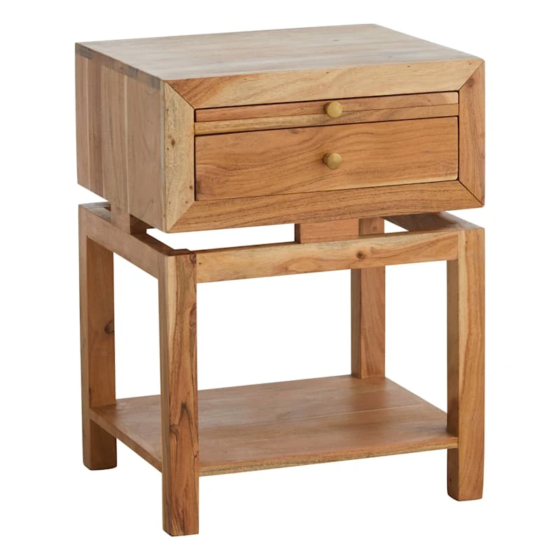 Found & Fable Maddison Natural Wood Side Table With Drawer