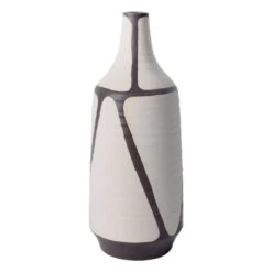 Found & Fable White & Brown Ceramic Vase, 14"