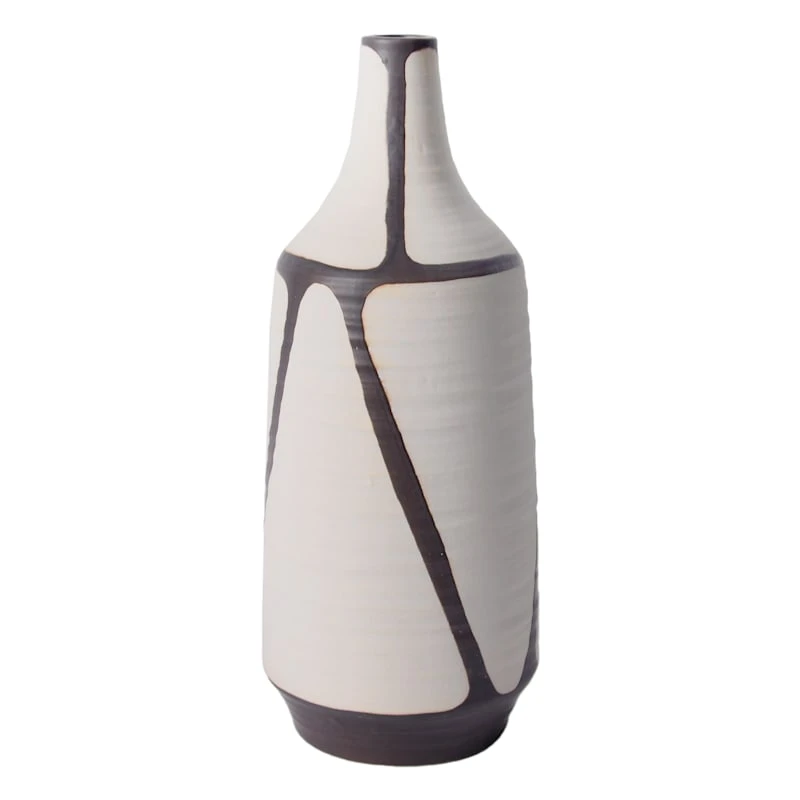Found & Fable White & Brown Ceramic Vase, 14"