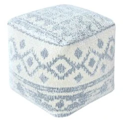 Honeybloom Blue & Cream Pouf
