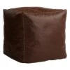 Honeybloom Faux Leather Brown Pouf With Baseball Stitch