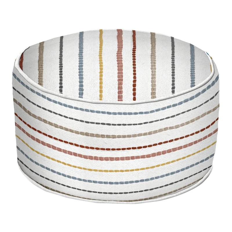 Honeybloom Rainbow Striped Pouf, 20x14