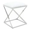 Laila Ali Modern White Velvet Ottoman