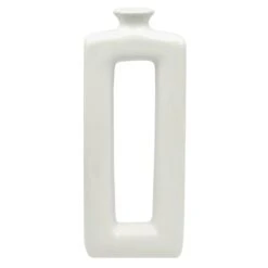 Laila Ali Open White Ceramic Vase, 15.5"