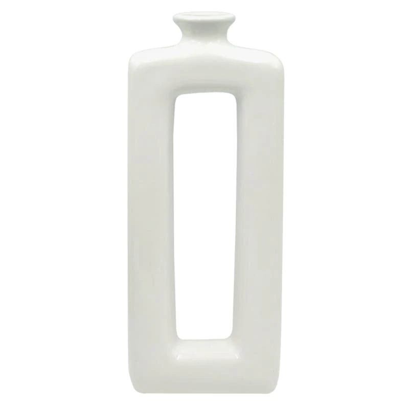 Laila Ali Open White Ceramic Vase, 15.5"