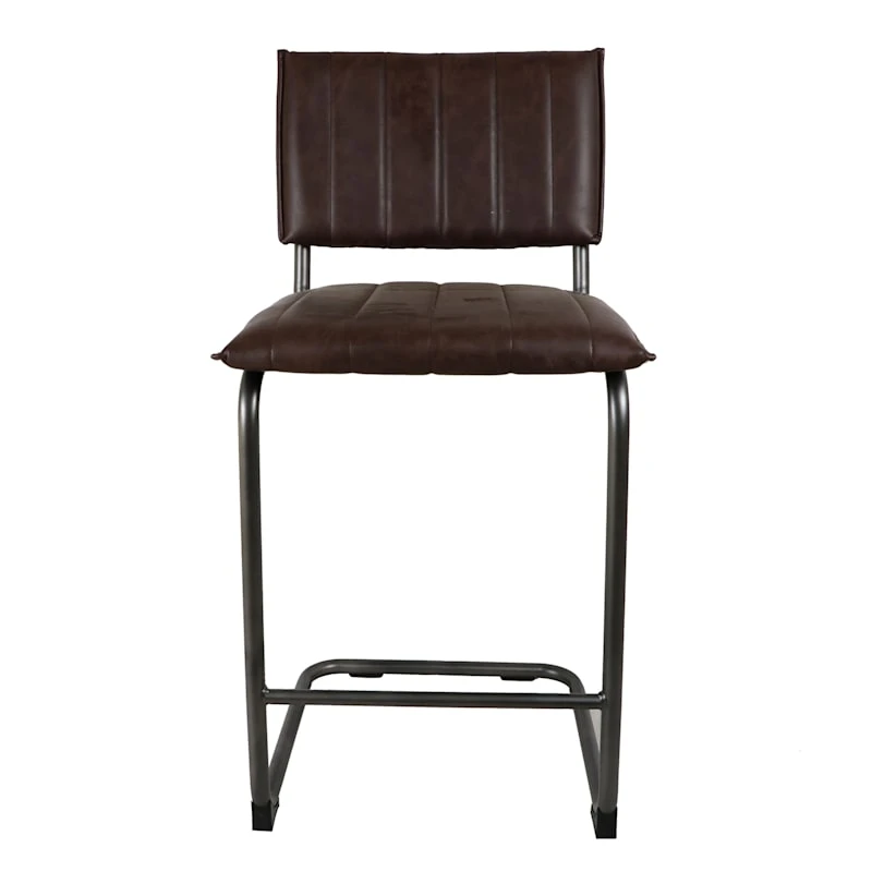 Luka Faux Leather Counter Stool, Dark Brown - Image 2