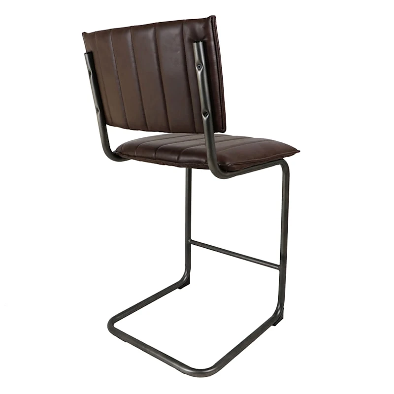 Luka Faux Leather Counter Stool, Dark Brown - Image 4