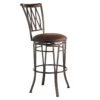 Marsol Brown Metal Swivel Barstool With Faux Leather Seat