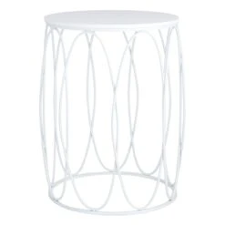 Providence Glam Oval White Drum Table, Large