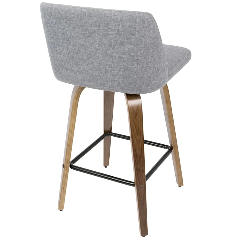 Toriano Walnut & Grey Counter Stool, 26" - Image 4