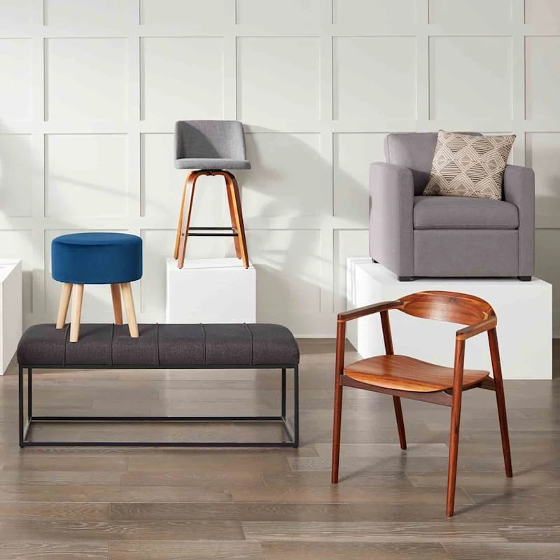 Toriano Walnut & Grey Counter Stool, 26" - Image 6