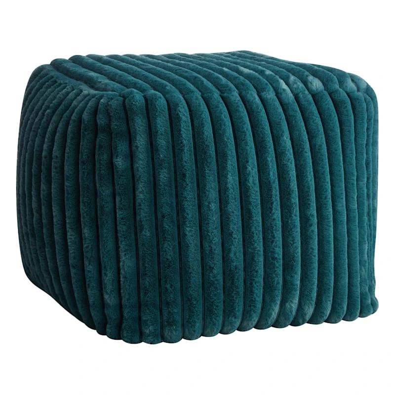 Tracey Boyd Esme Channeled Fur Pouf, Teal