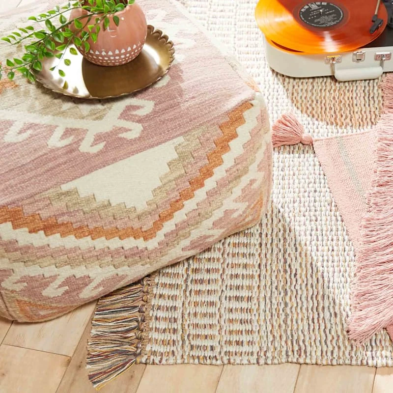 Tracey Boyd Woven Kilim Pouf, 20x13 - Image 3