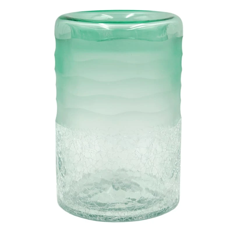 Ty Pennington Green Carved Recycled Glass Vase, 8"