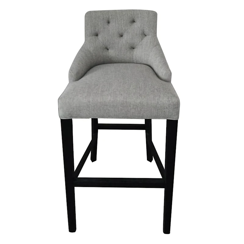 York Grey Upholstered Tufted Barstool - Image 2