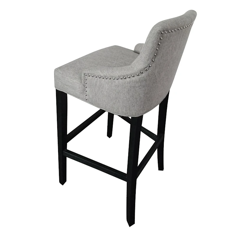 York Grey Upholstered Tufted Barstool - Image 3