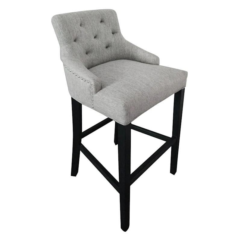 York Grey Upholstered Tufted Barstool